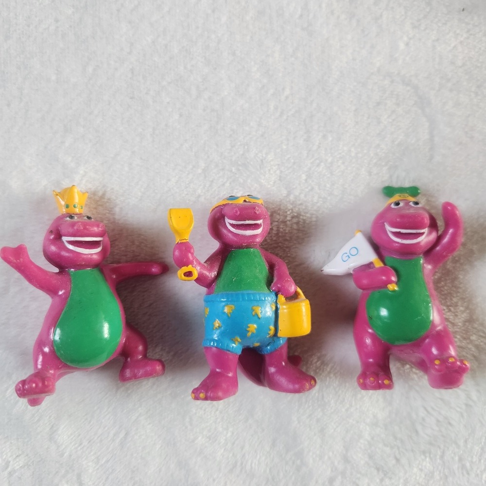 lot of 3  Barney the Dinosaur & Friends‎ PVC FIGURES Barney Cake Toppers